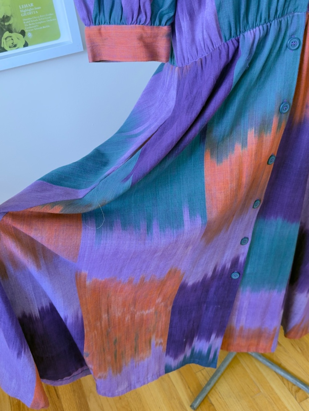 Vintage 80s Watercolour Maxi Dress | Abstract Tie-Dye | Boho Cottagecore - Picture 7 of 10